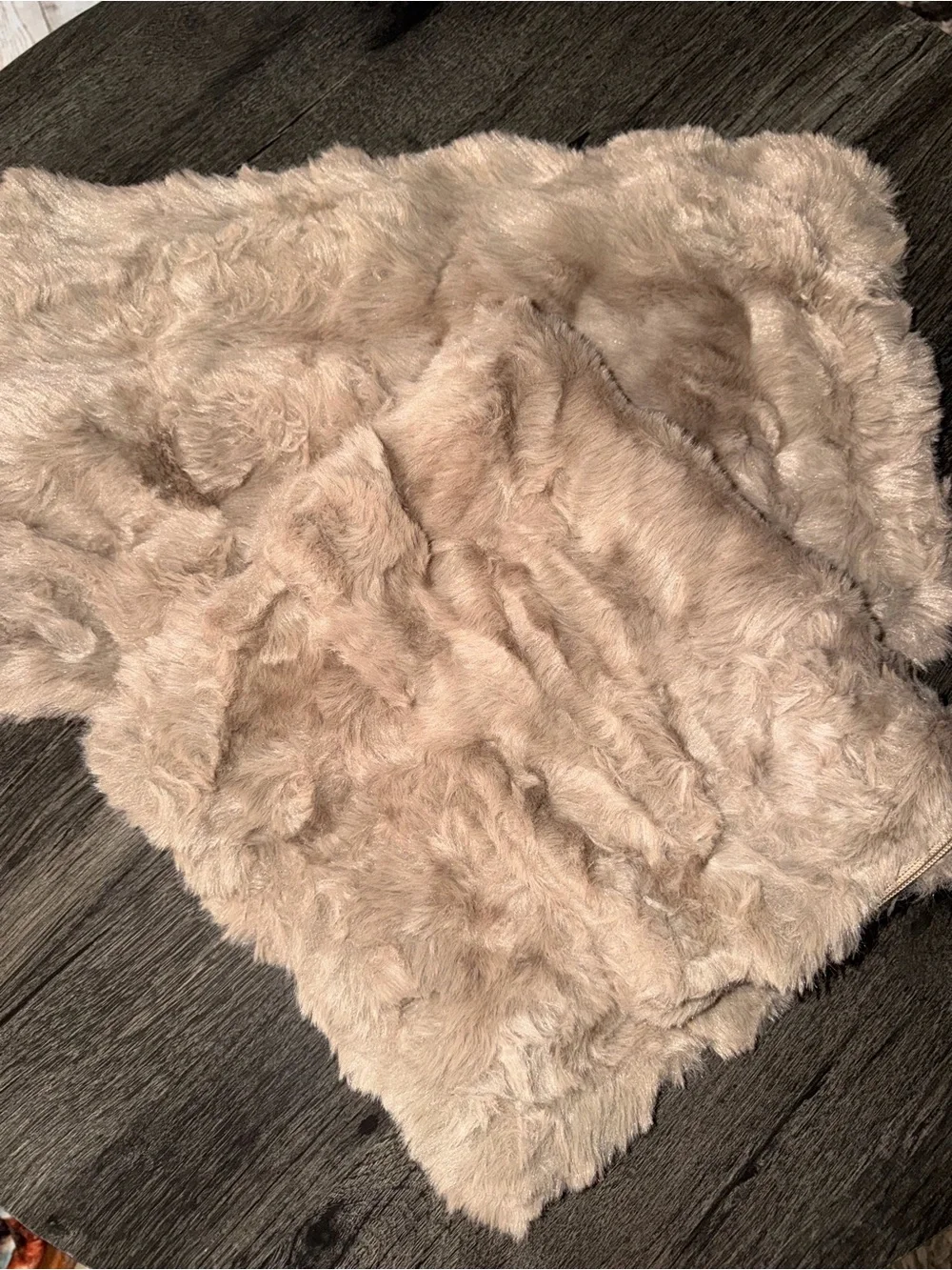 Lux Faux Fur Throw Pillow Covers— Taupe